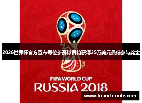 2026世界杯官方宣布每位参赛球员将获得25万美元最低参与奖金